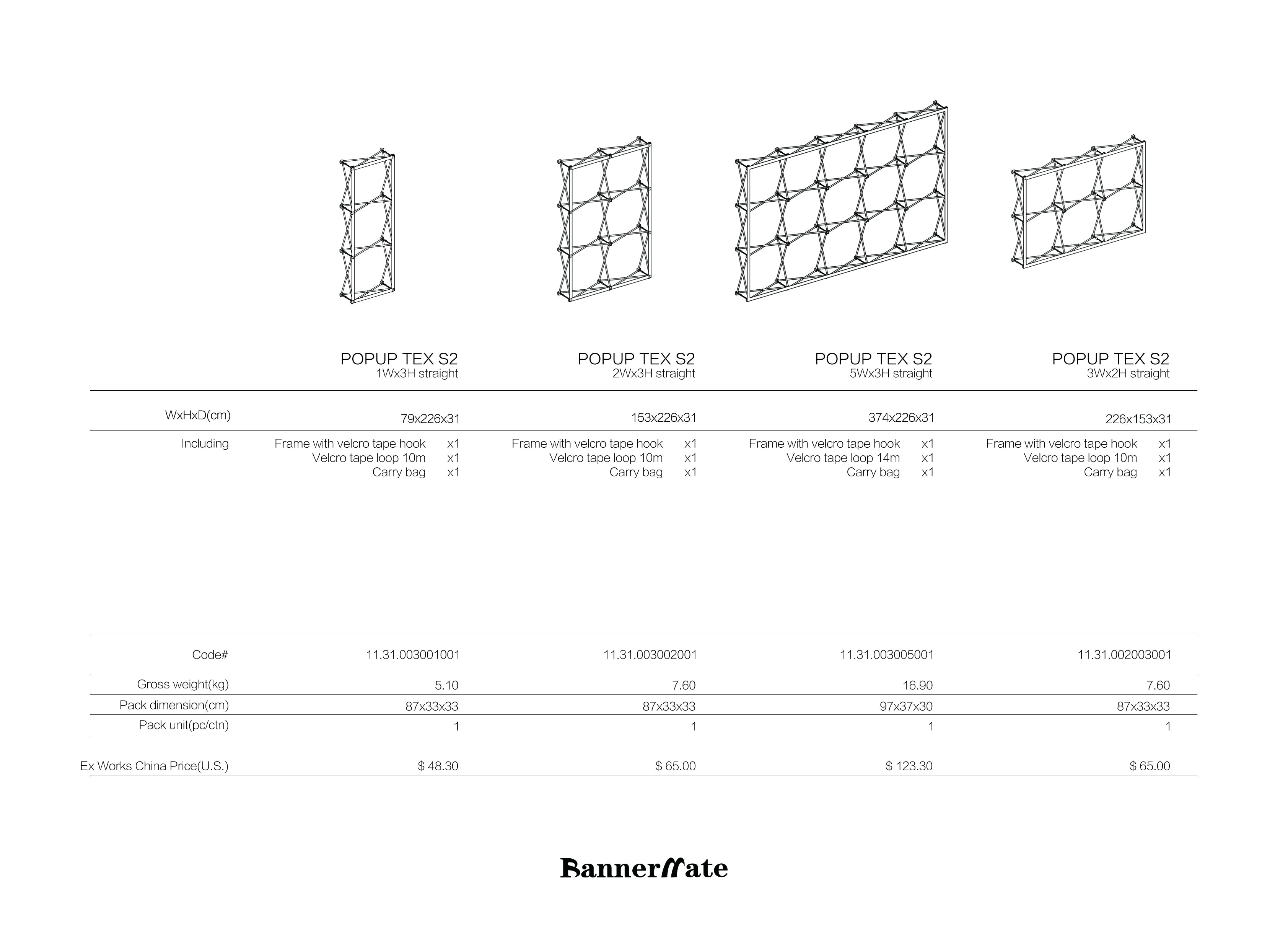 Bannermate Other Pop up product & price list 2020-5