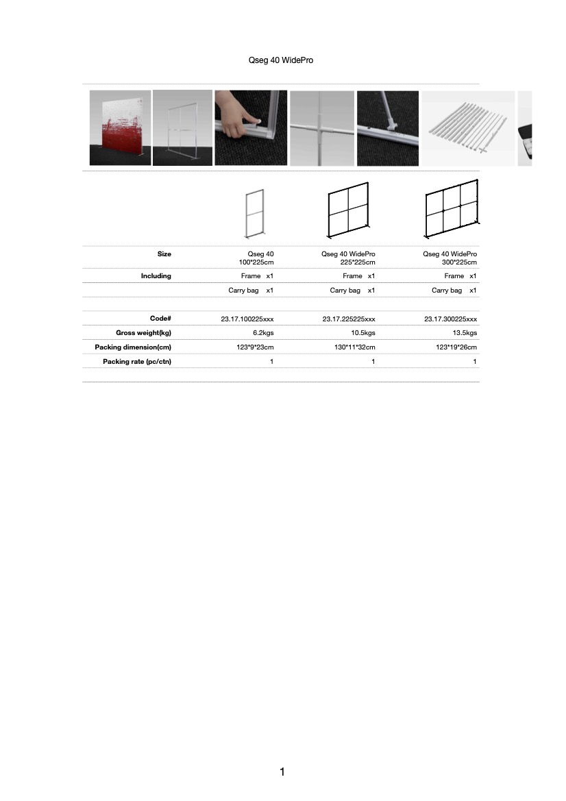 Qseg 40 WidePro Specification 无价格